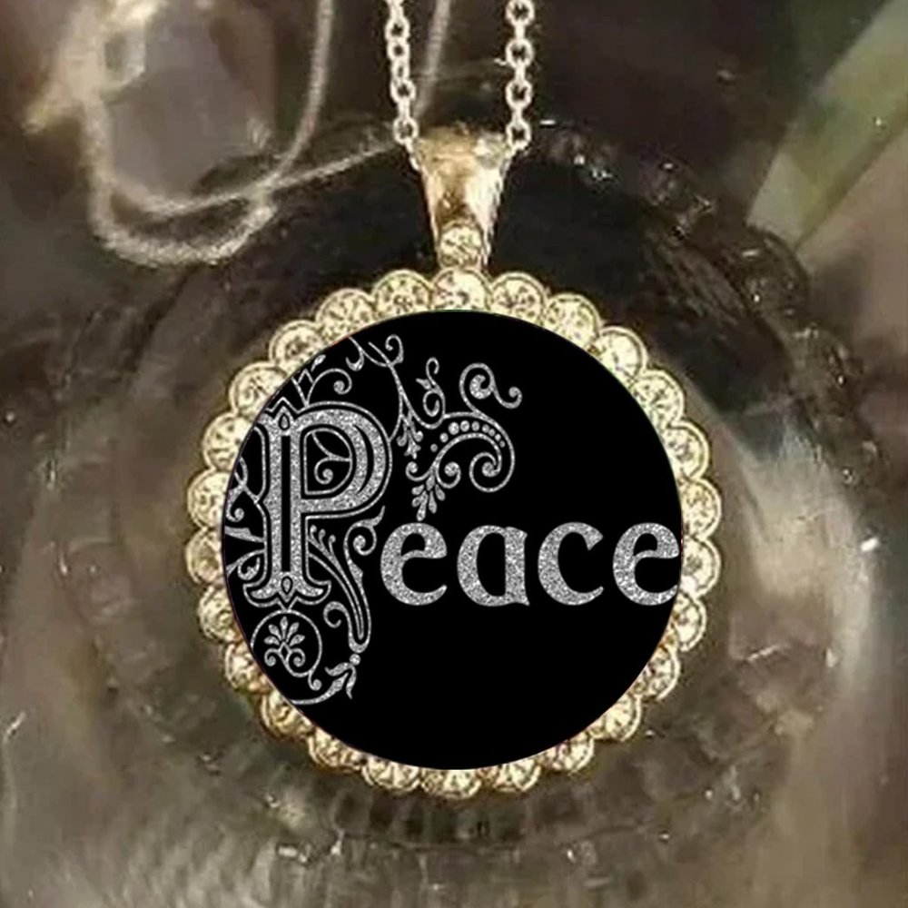 Peace pretty 925 Silver necklace Rhinestones